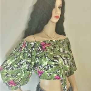 Green Floral Long sleeve Blouse